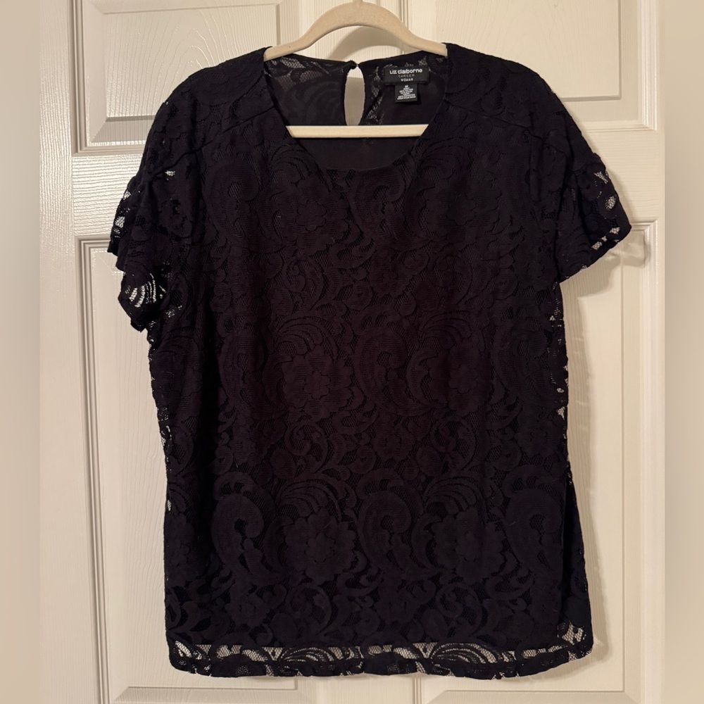 Liz Claiborne | Women’s Black Lace Top Size 1X